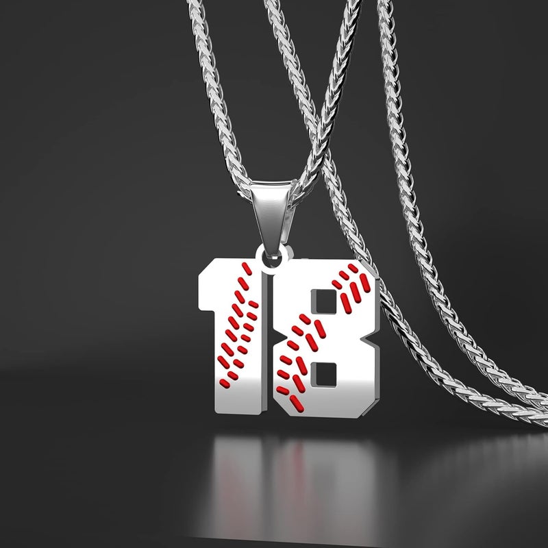 Wikavanli Personalized Baseball Jersey Number 00-99 Necklace - Stainless Steel Baseball Chain Pendant Necklace - Team Jewelry Gift for Boys, Girls, Men, Women - Image 2